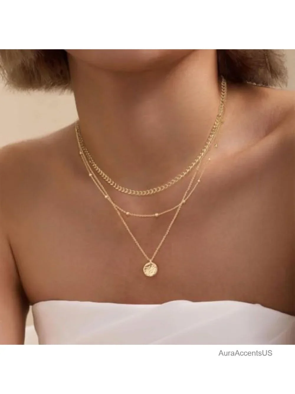 14k Gold Plated Layered Necklace Set for Women Dainty Chain Stack, Waterproof